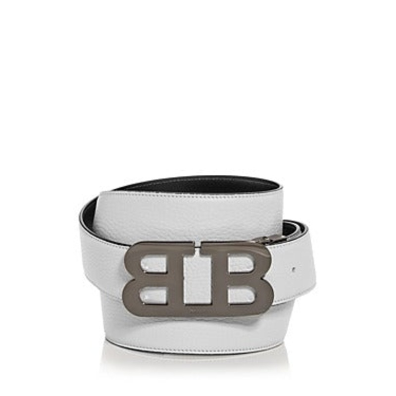 Bally Men's Logo Buckle Reversible Leather Belt - White Black - Size 120 44-46