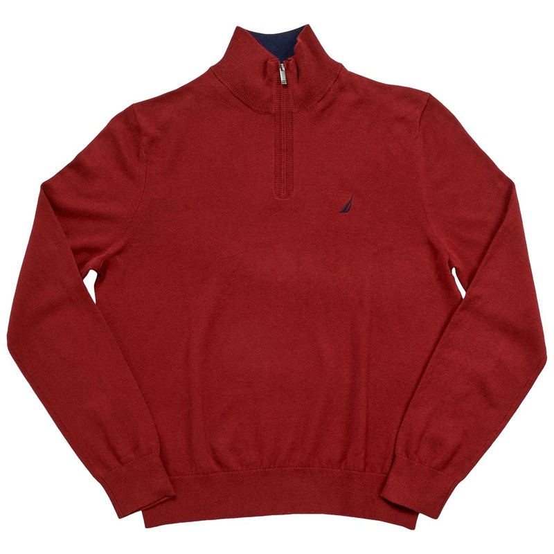 Nautica Men's Navtech Classic Fit Solid Quarter Zip Sweater Crimson Red Small