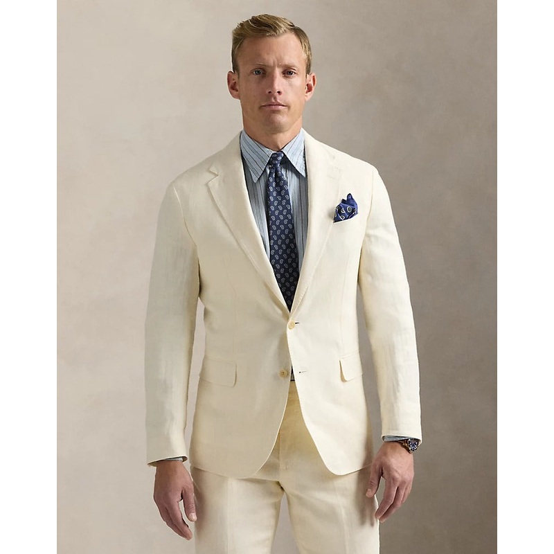 Polo Ralph Lauren Mens Linen Polo Slim Fit Sport Coat Blazer Beige 44R