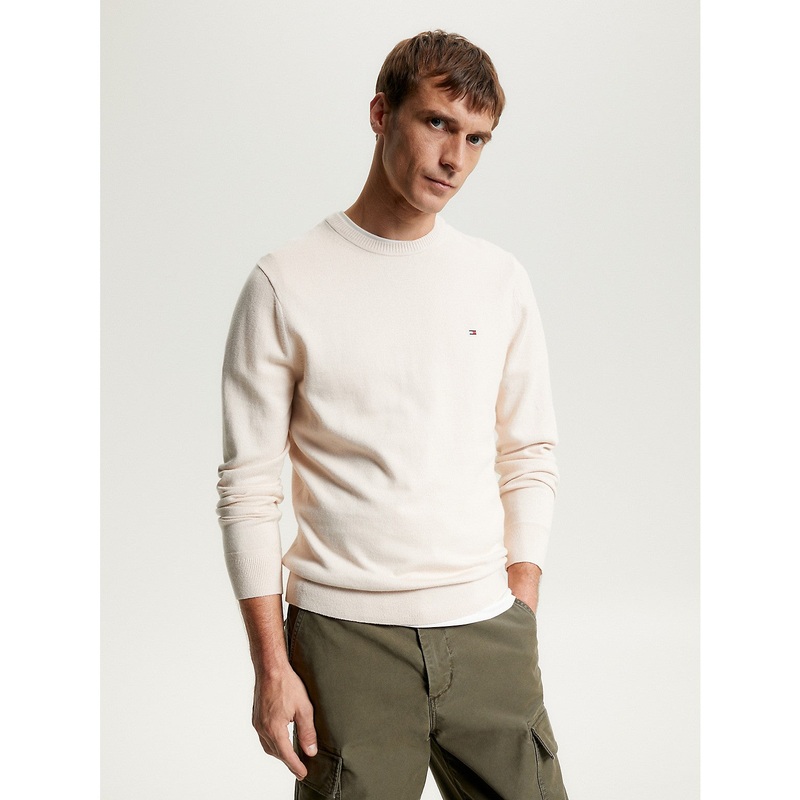 Tommy Hilfiger Men's Regular Fit Crewneck Sweater Beige Medium