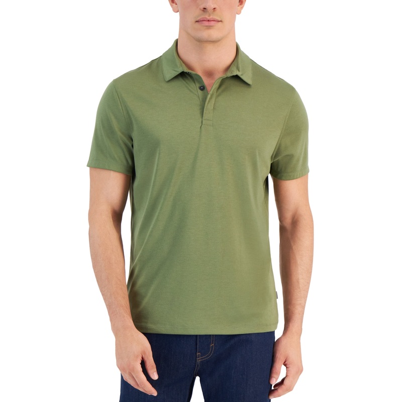 Alfani Men's AlfaTech Stretch Solid Polo Shirt Military Soil Green large