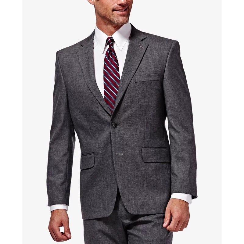 J.m. Haggar Men's Classic Fit Sharkskin Sport Coat Blazer Dark Grey 44R