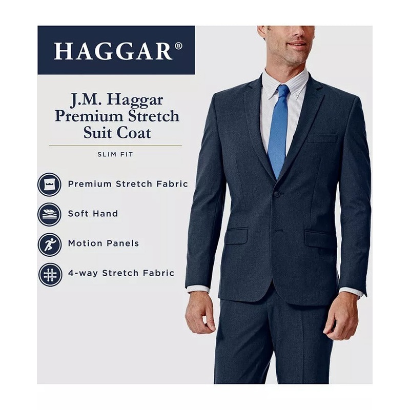 J.m. Haggar Men's Slim Fit 4 Way Stretch Sport Coat Blazer Black 40S