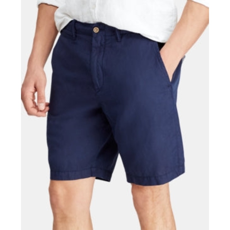 Polo Ralph Lauren Men's 8.5 Straight Fit Linen Cotton Chino Shorts Blue 34
