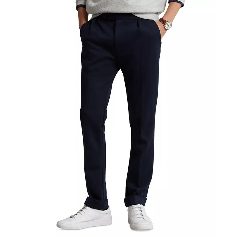 Polo Ralph Lauren Men's Double Knit Suit Dress Pants Aviator Navy Blue 40 x 30
