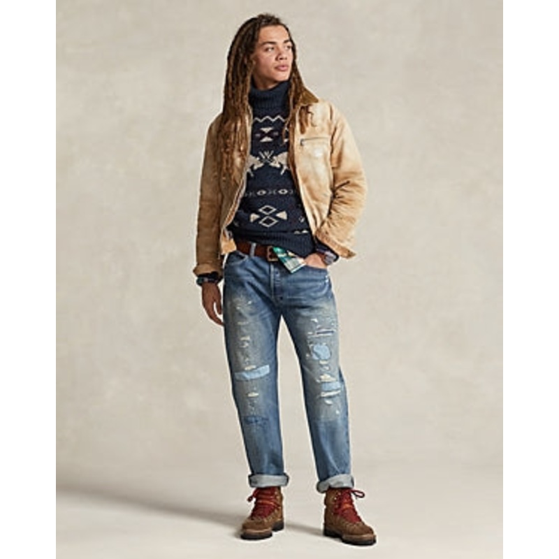 Polo Ralph Lauren Mens Classic Fit Distressed Jeans Coppit Blue 36 x 32