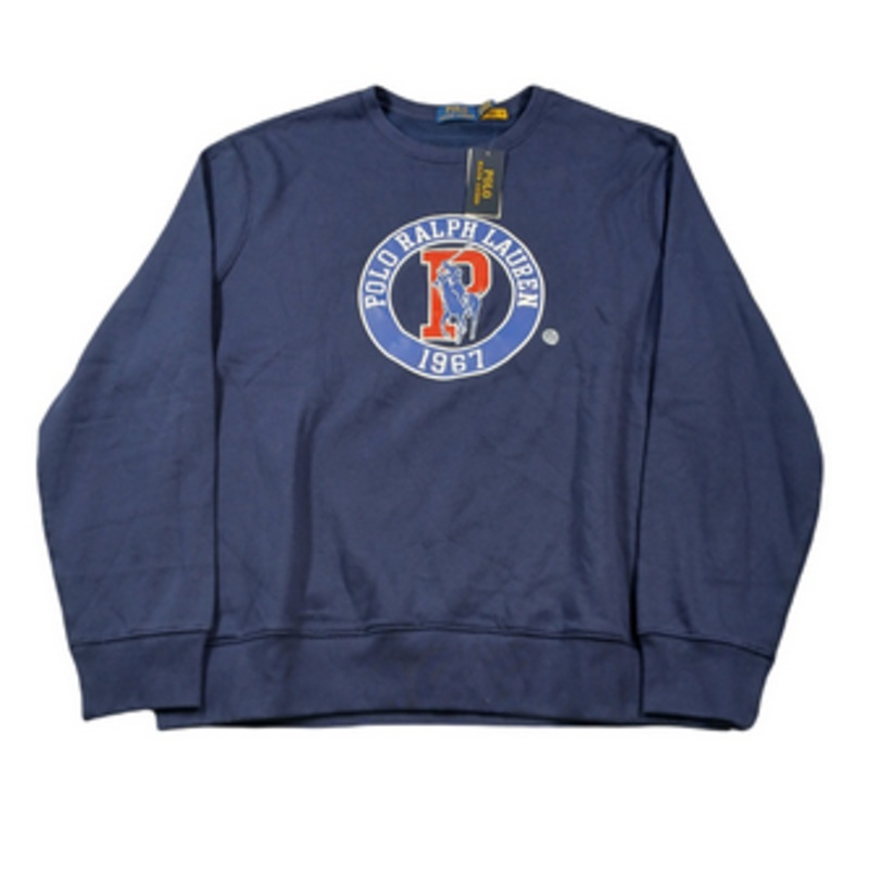 Polo Ralph Lauren Mens Long Sleeve Graphic Crewneck Sweatshirt Navy Blue Large
