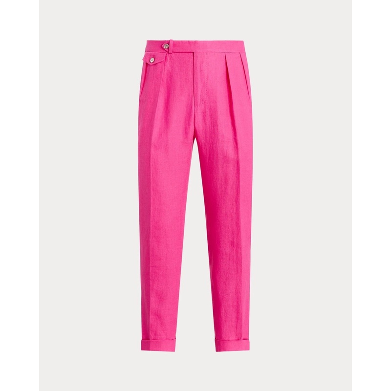 Polo Ralph Lauren Mens Relaxed Fit Pleated Linen Pants Pink 36 x 33