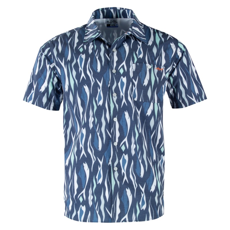 Salt Life Men's Call For Kelp Short Sleeve Button Down Shirt Blue XL