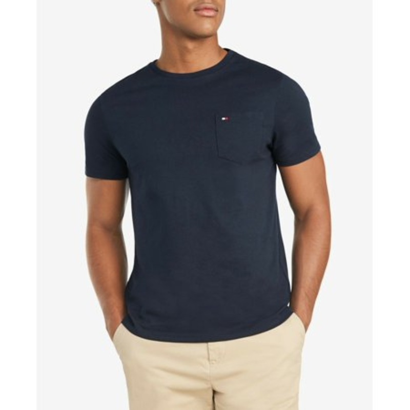 Tommy Hilfiger Men's Big & Tall Crewneck Pocket T Shirt Navy Blazer 2XLT