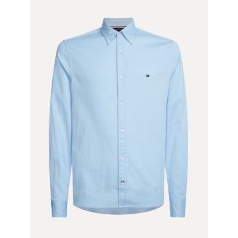 Tommy Hilfiger Men's Core Flex Trim Fit Dobby Button Down Shirt Blue Medium