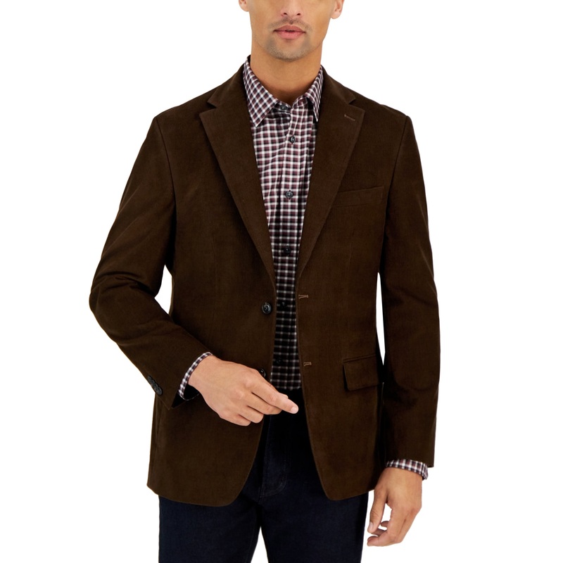 Tommy Hilfiger Men's Modern Fit Corduroy Sport Coat Brown 38R