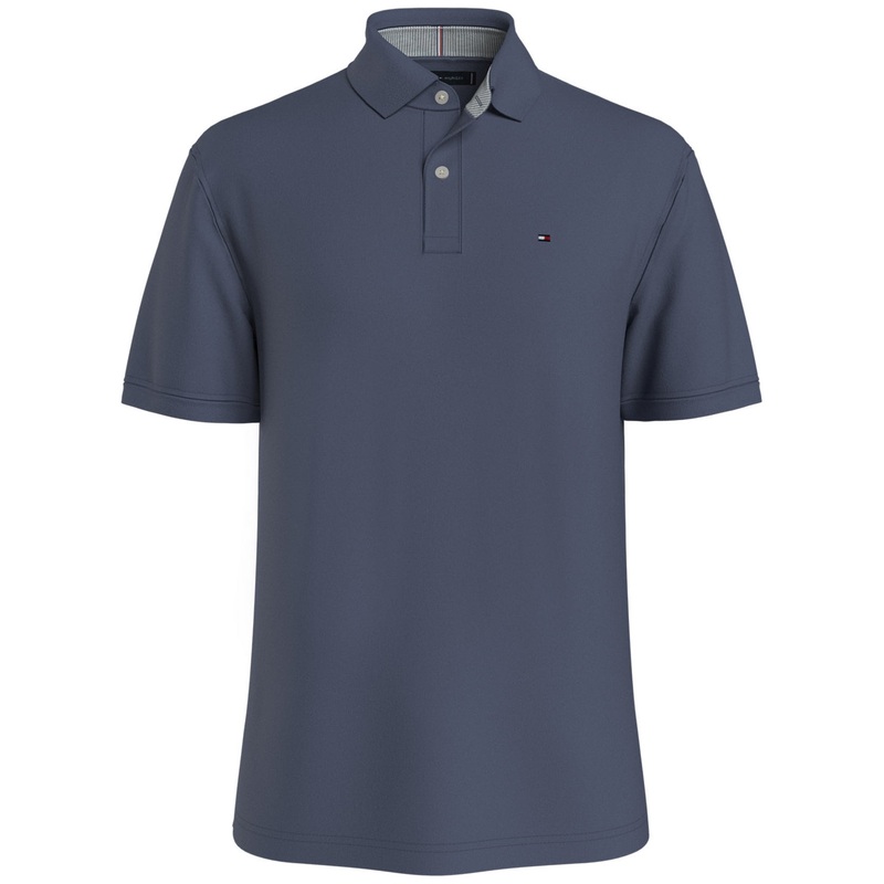 Tommy Hilfiger Mens Cotton Short Sleeve Polo Shirt Faded Indigo Blue Medium