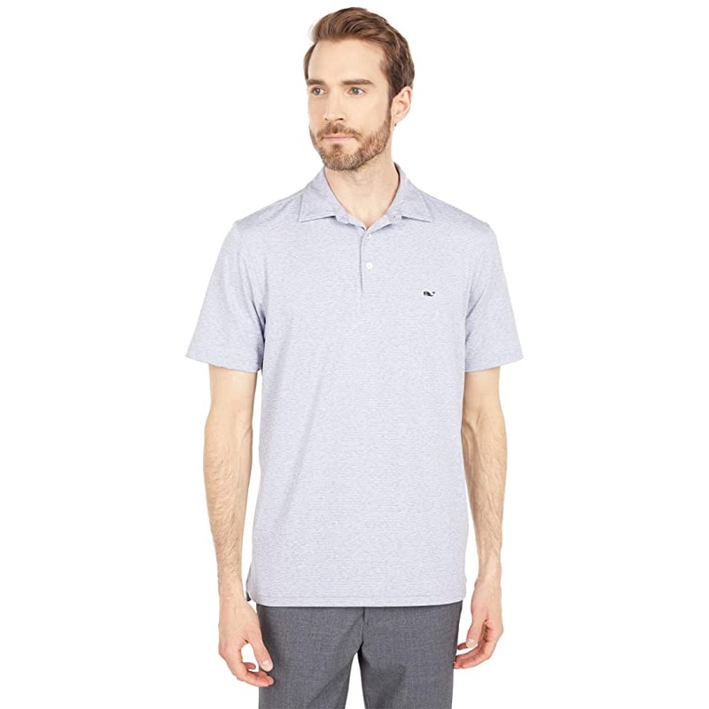 Vineyard Vines Mens St. Jean Stripe Sankaty Polo Shirt Hammerhead Grey Small