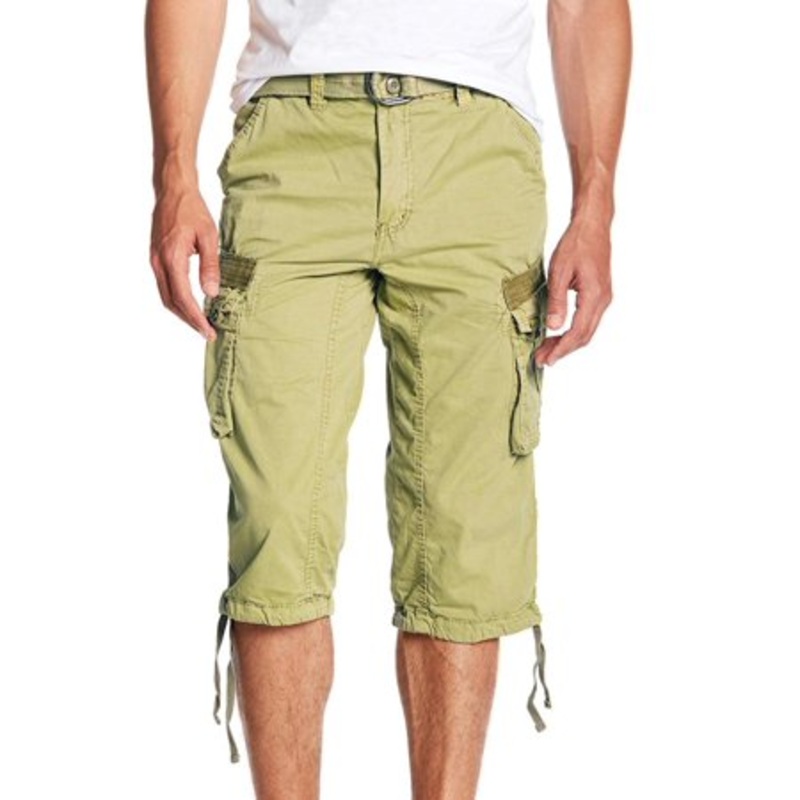 X-Ray Men's Belted 18" Capri Cargo Shorts Stone Green 40
