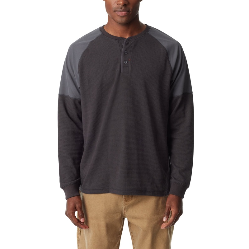 Bass Outdoor Men's Thermal Raglan Sleeve Henley Shirt Forged Iron Grey 2XL