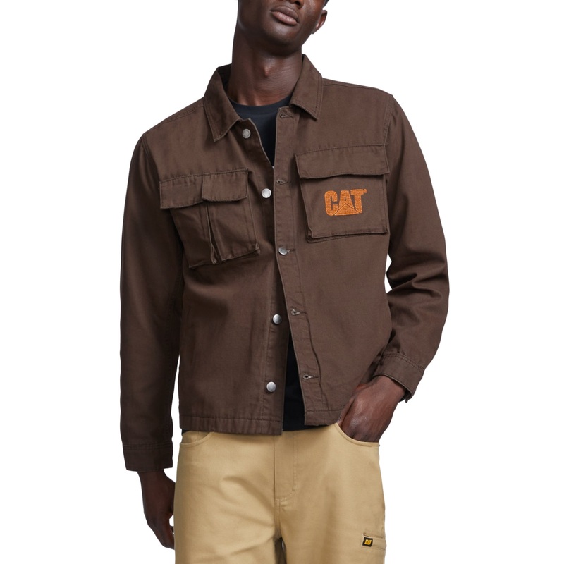 Caterpillar Mens Cat Urban Passage Shirt Jacket Coffee Bean Brown Large