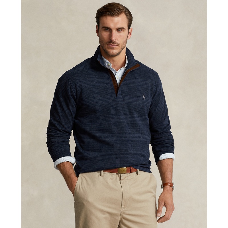 Polo Ralph Lauren Men's Big Tall Knit Quarter Zip Pullover Sweater Blue 4XB