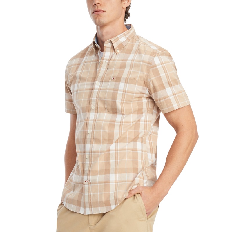 Tommy Hilfiger Men's Marley Pilot Button Down Shirt  Gentle Gold Large
