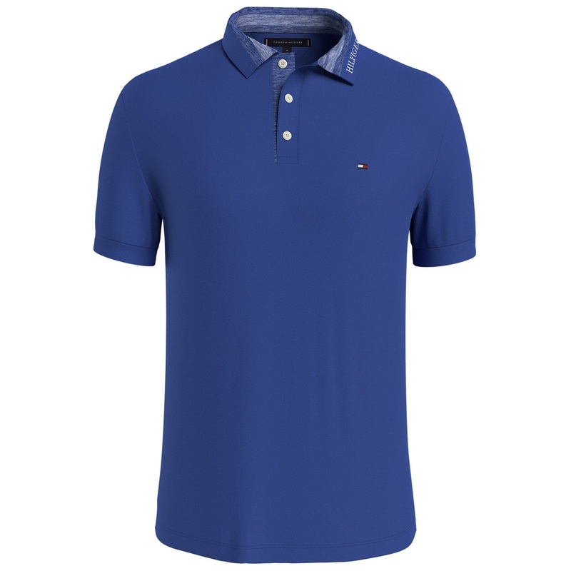 Tommy Hilfiger Men's Mouline Slim Fit Short Sleeve Polo Shirt Ultra Blue XXL