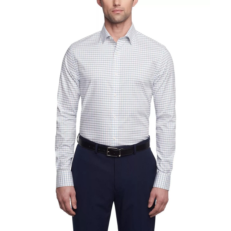 Tommy Hilfiger Mens THFlex Button Down Shirt White  Aqua 16 34 35