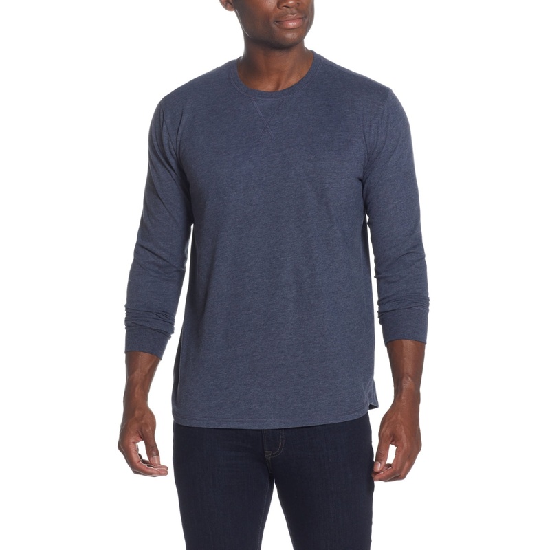 Vintage Weatherproof Men's Long Sleeve Jersey Crewneck T Shirt Maritime Blue XL