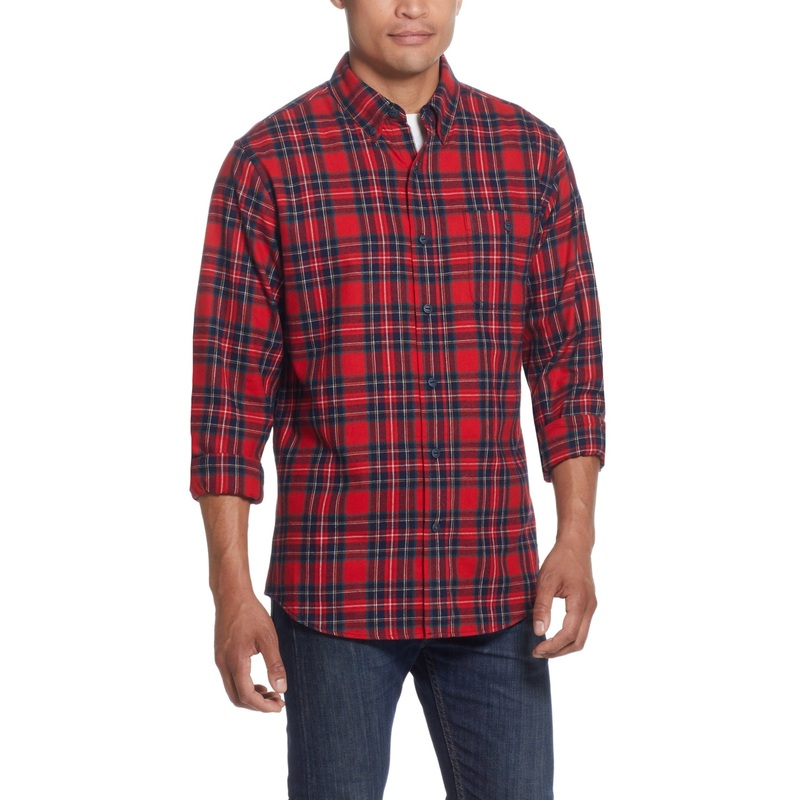 Weatherproof Vintage Men's Antique Like Flannel Button Down Shirt Red Large