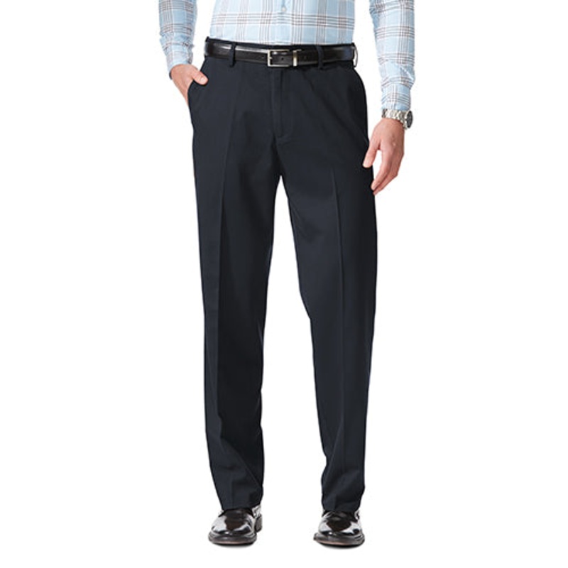 Dockers Mens Relaxed Fit Comfort Khaki Flat Front Pants Navy Blue 42 x 32