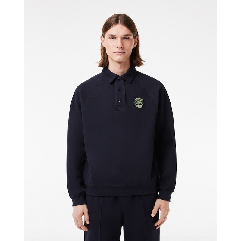 Lacoste Men's Loose Fit Piqu Polo Heavy Sweatshirt Navy Blue 7 / XXL