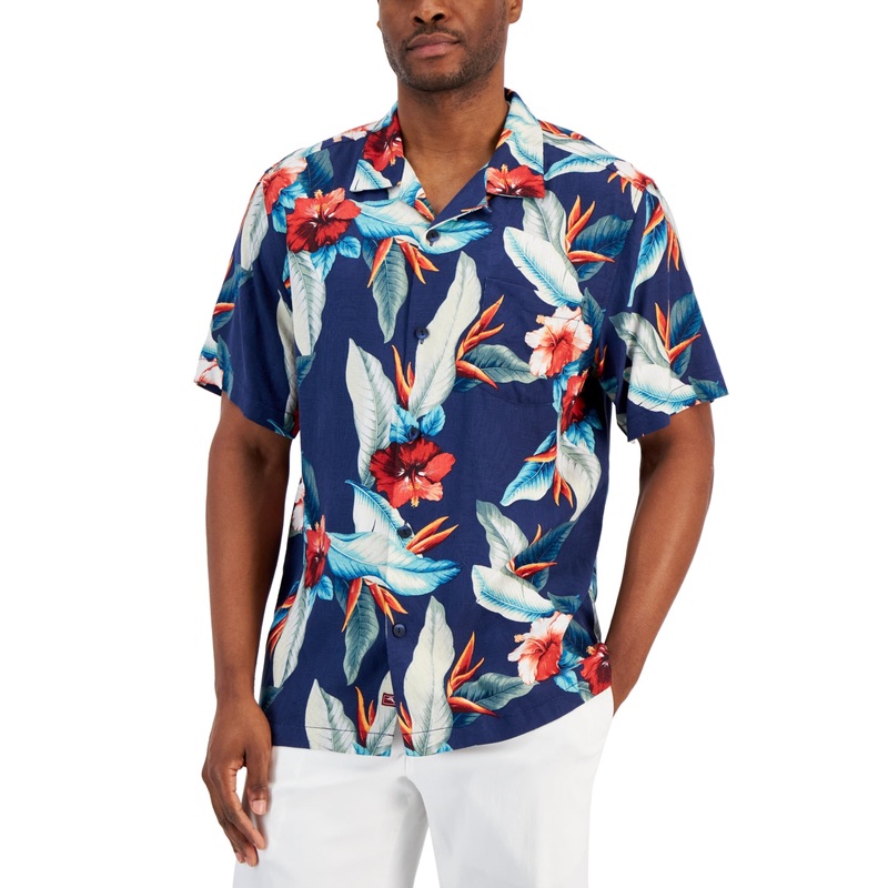 Tommy Bahama Men's Cardona Short Sleeve Button Down Camp Shirt Deep Space 3XL