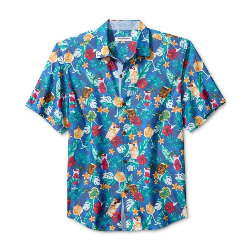 Tommy Bahama Mens Mojito Bay Graphic Button Down Shirt Campanula Medium