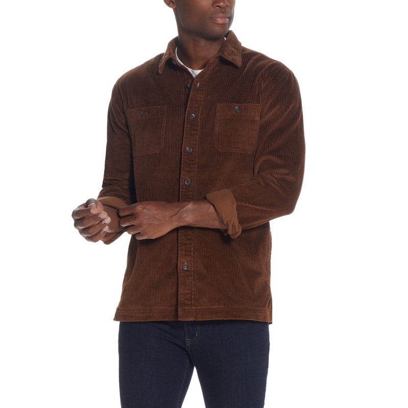 Weatherproof Vintage Mens Corduroy Shirt Jacket Coat Caramel Brown XXL