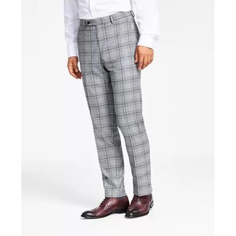 ALFANI Men's Dress Pants 32 X 32 Slim-Fit Black & White Plaid