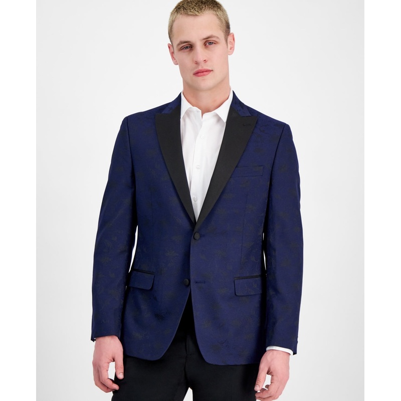 Alfani Mens Slim fit Sport Coat Blazer 42 R Navy Blue Floral