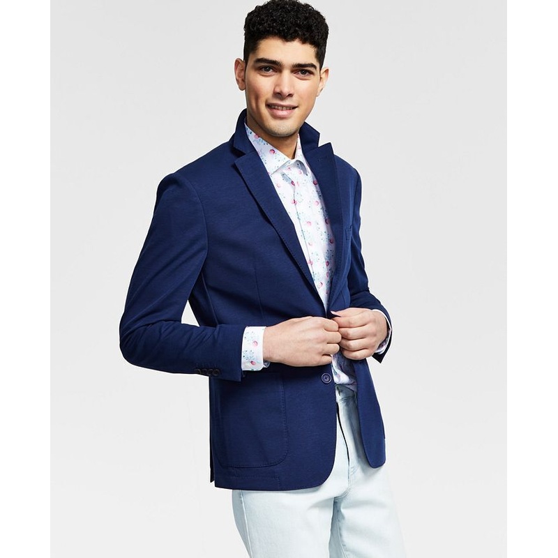 BAR III Men's Slim-Fit Solid Blazer 44L Navy Blue Sport Coat