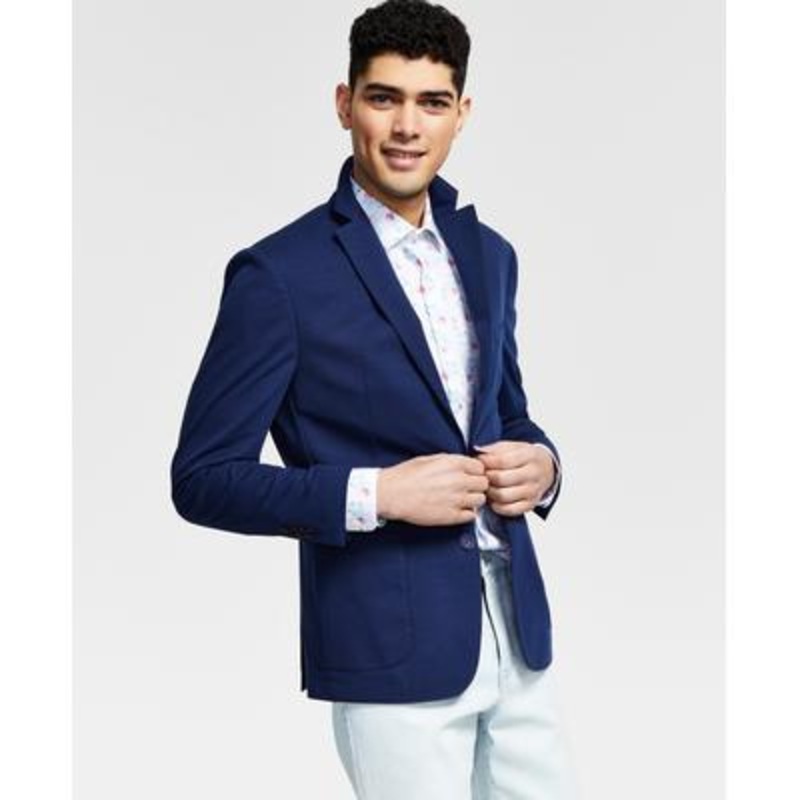 Bar Iii Mens Slim fit Sport Coat Blazer 40 R Navy Blue Solid