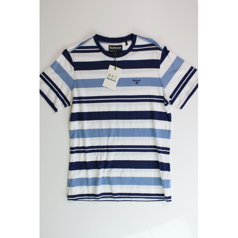Barbour Mens Kylemore Tee Shirt Small Blue Striped