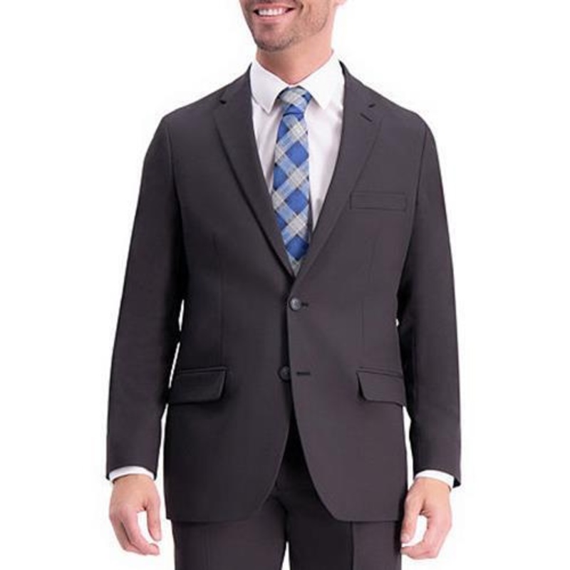 Haggar Active Mens Slim Fit Suit Jacket 44L Charcoal Herringbone Jacket Only