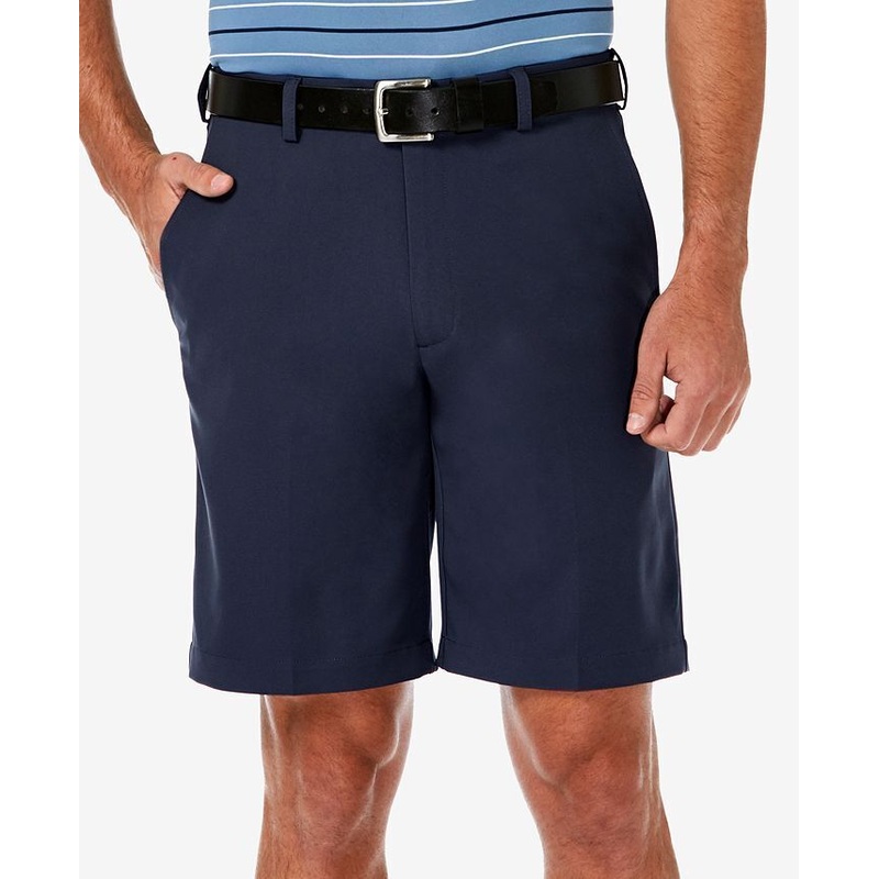 Haggar Men's Cool 18 Pro Straight Fit Stretch Solid Flat Front Shorts 36 Navy