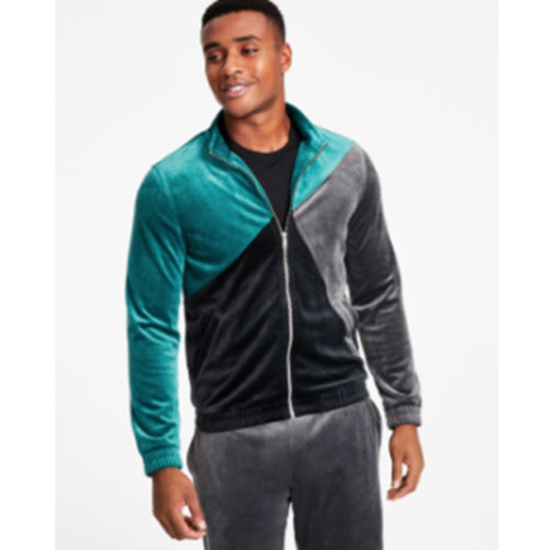 INC International Concepts Mens Regular Fit Velour Jacket Rainforest Green Large