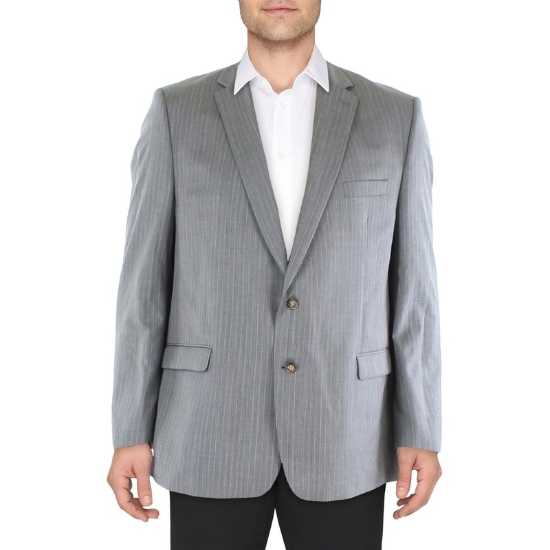 Lauren Ralph Lauren Men's Classic Fit Sport Coat 46L Grey Pin Striped Wool