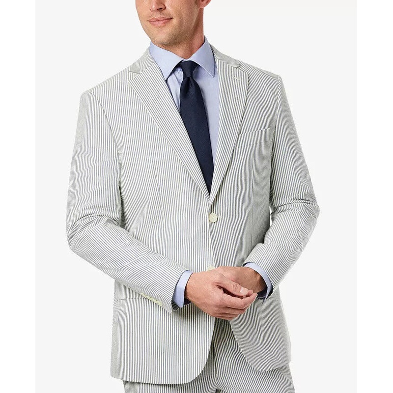 LAUREN RALPH LAUREN Men's UltraFlex Classic-Fit Seersucker Sport Coat 43R Blue