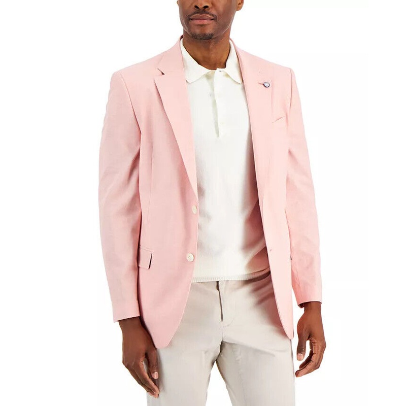 NAUTICA Mens Modern-Fit Stretch Chambray Sport Coat Rose Pink 40R
