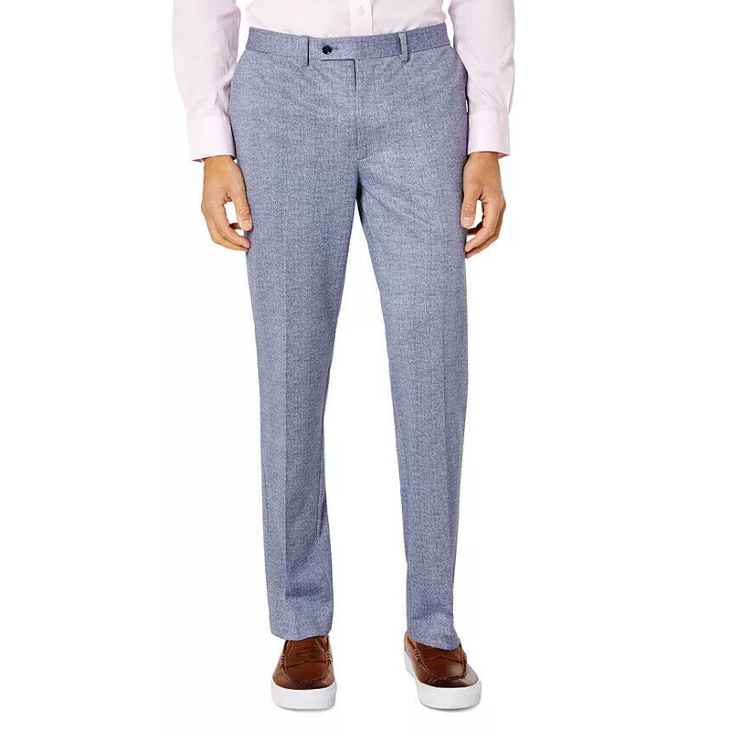 TALLIA Men's Slim-Fit Knit Suit Dress Pants Blue 32 X 32 Plaid