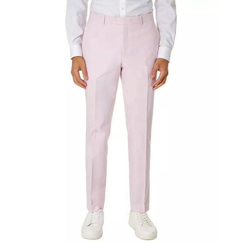 TOMMY HILFIGER Men's Dress Pants Pink 40 X 30 Modern-Fit TH Chambray