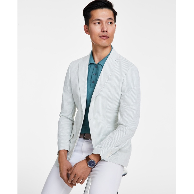 Tommy Hilfiger Mens Modern fit Sport Coat Blazer 38 R Green White Striped