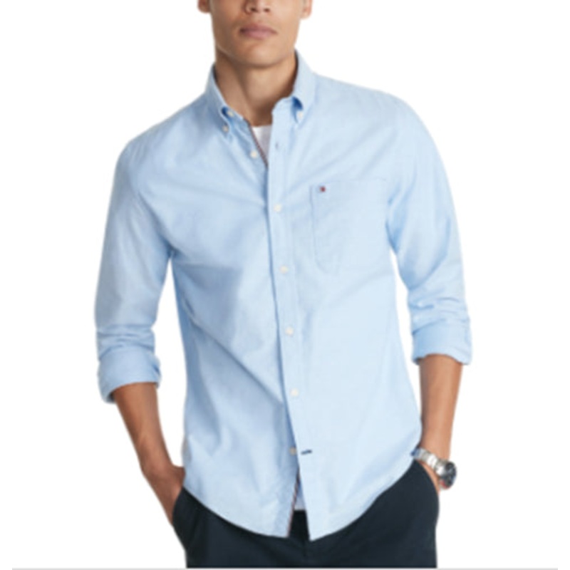 Tommy Hilfiger Mens TH FLEX Oxford Shirt Titan Blue XXL