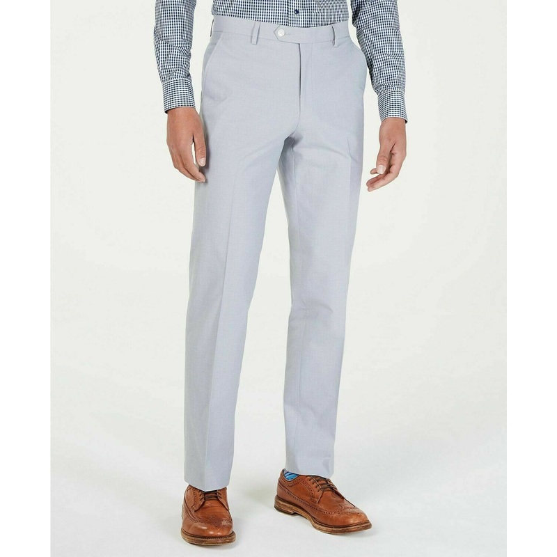 Tommy Hilfiger Modern-Fit Stretch Light Gray Chambray Dress Pants 44 x 32