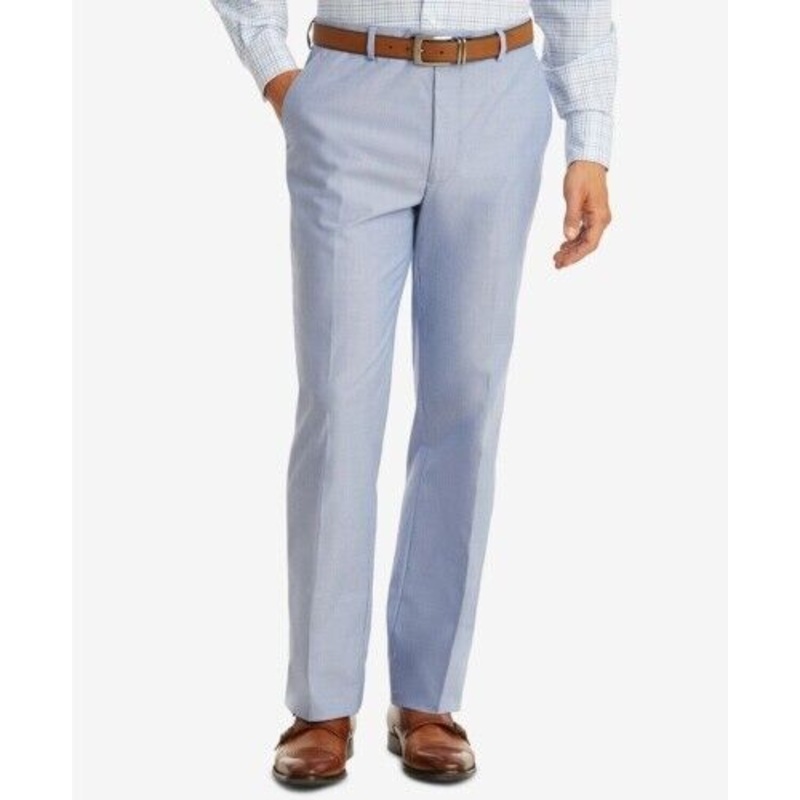 Tommy Hilfiger Modern-Fit TH Flex Stretch Blue Chambray Pants 40 x 30