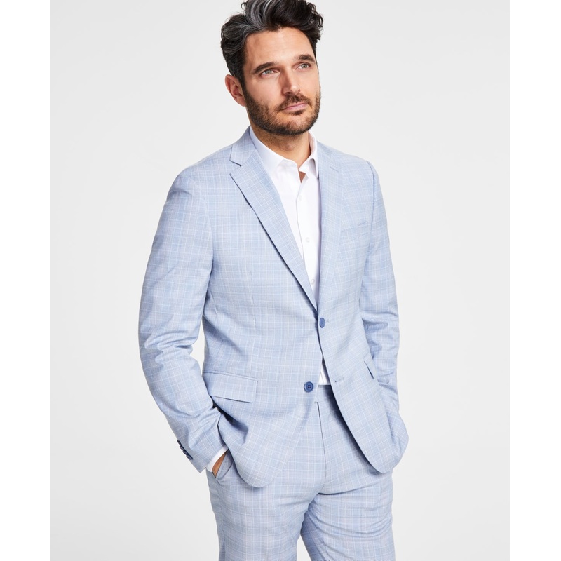 Alfani Mens Regular fit Suit Jacket Blazer 44 R Light Blue Stretch